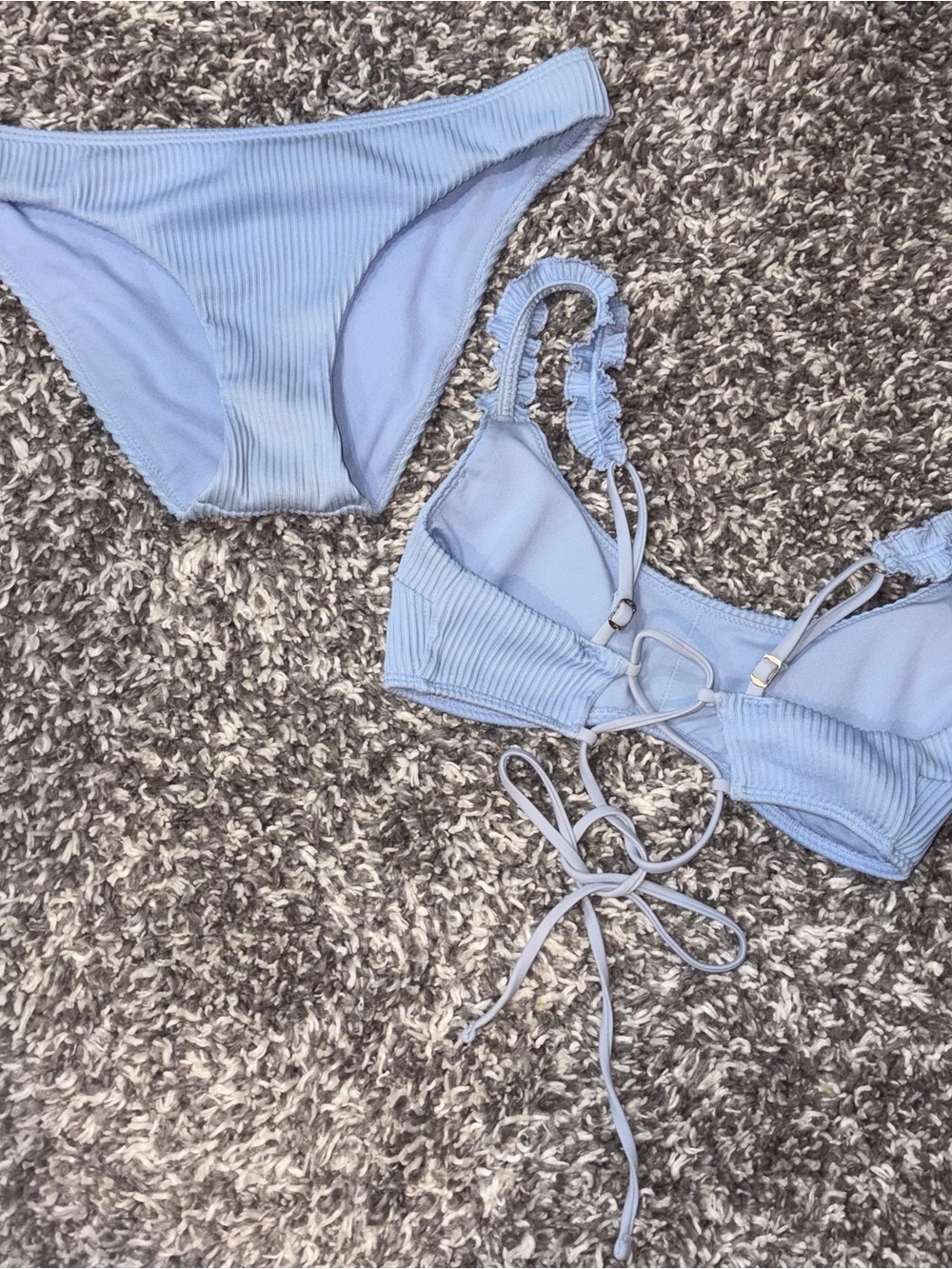 Hollister Light Blue Ribbed Bikini Top & Bottom Set